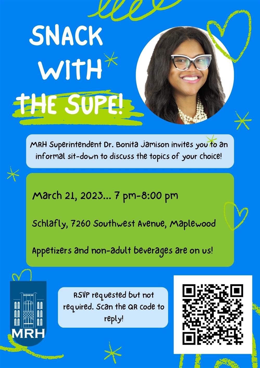 Meet and Greet with Supt. Jamison, 7 pm, March 21